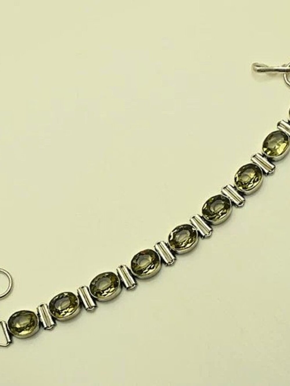 Beautiful Green Amethyst Gemstone Sterling Silver Bracelet Jewelry 14 Gms